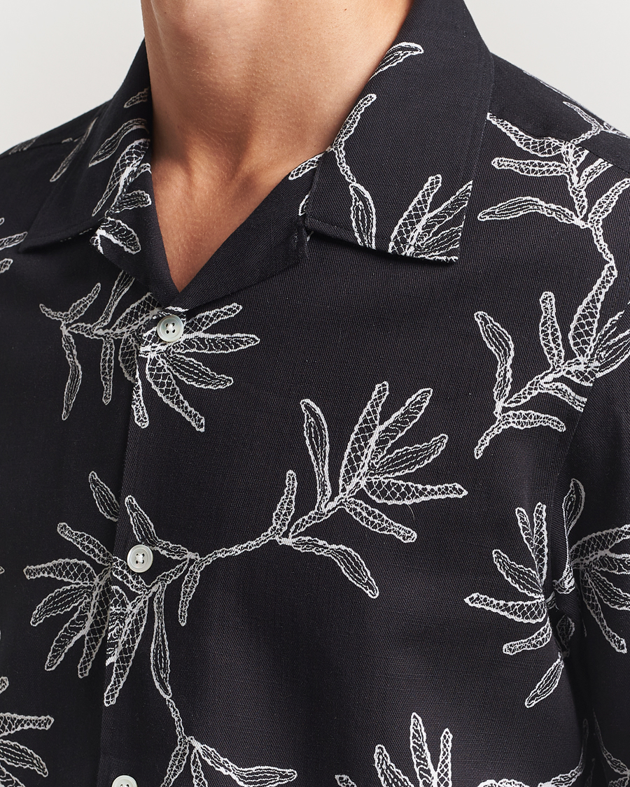 Heren | Overhemden | NN07 | Ole Printed Cotton/Lyocell Resort Shirt Black