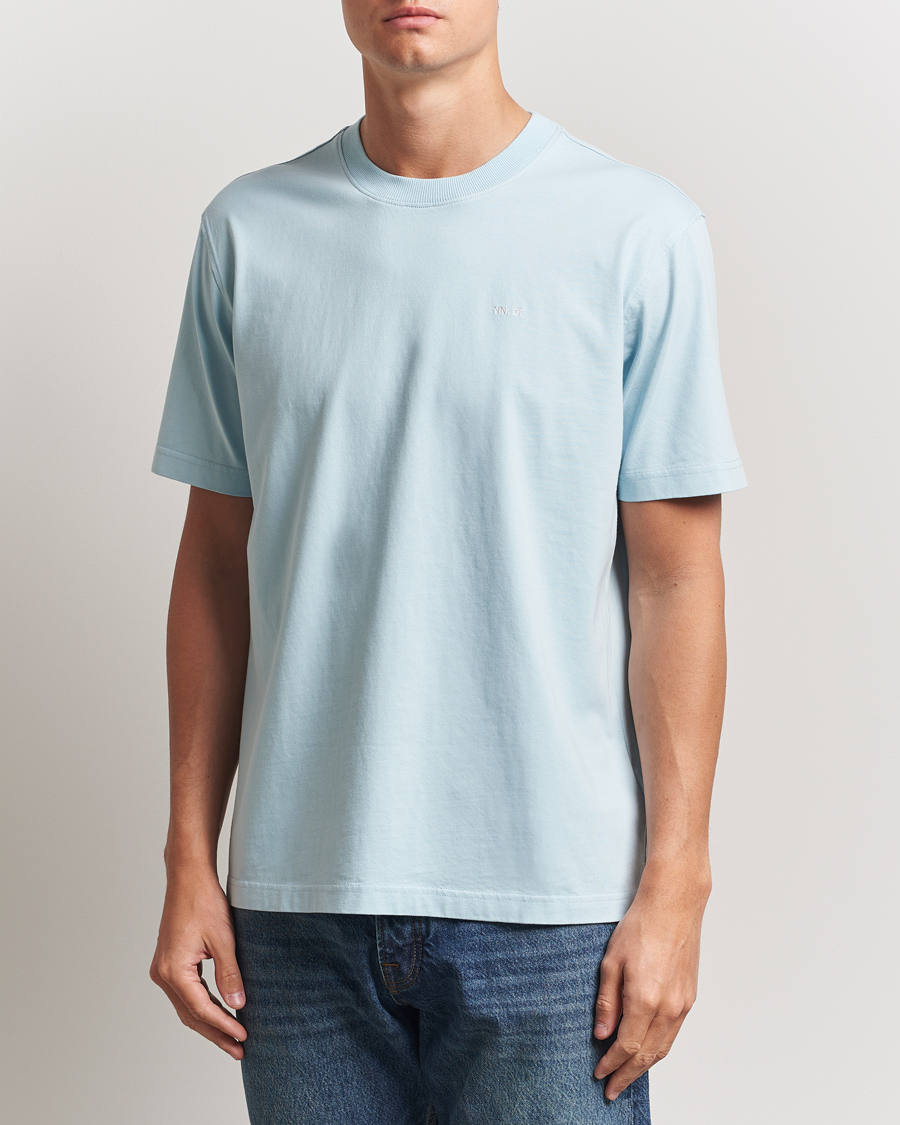 Heren | T-shirts | NN07 | Adam Logo Crew Neck T-Shirt Winter Sky