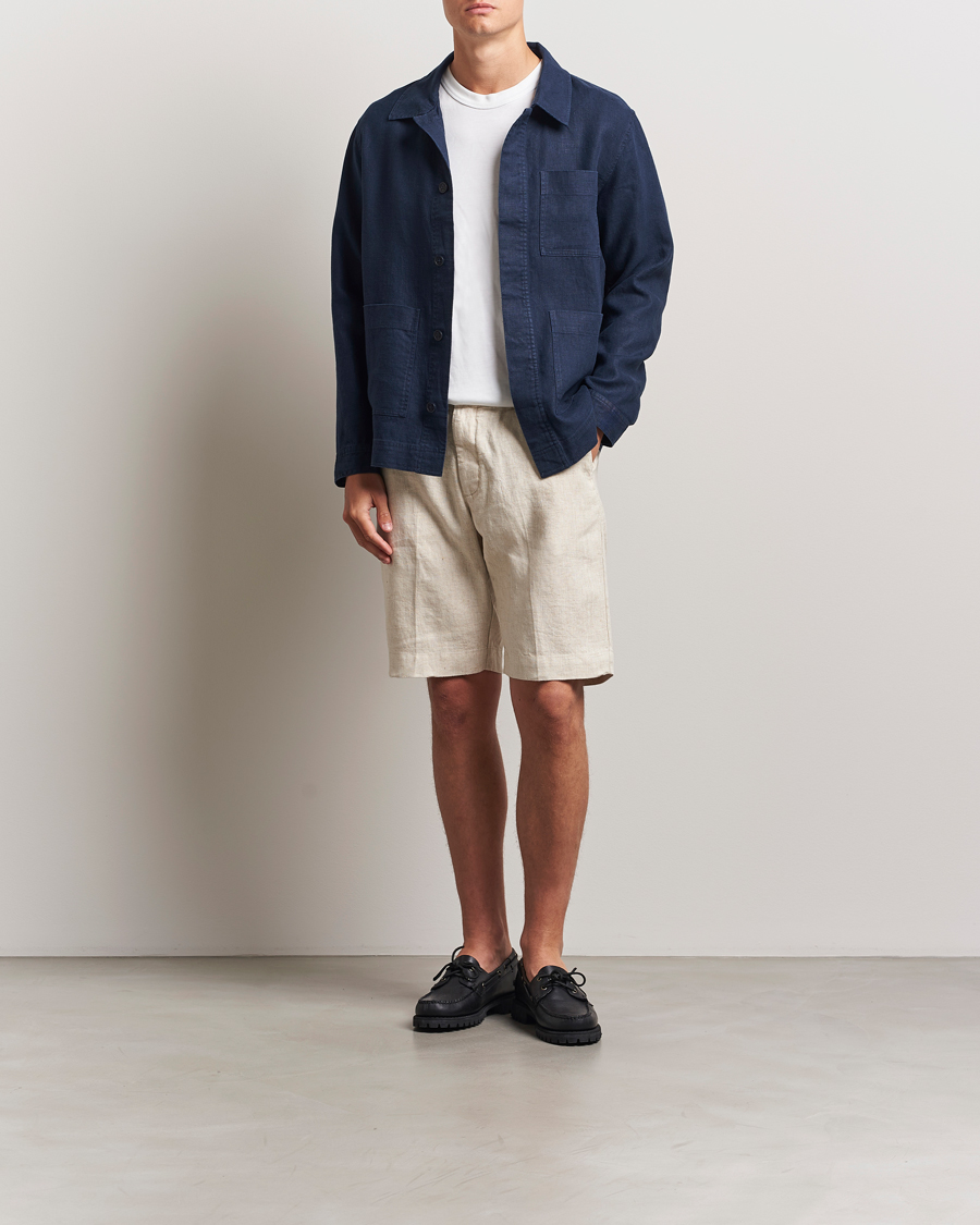 Heren | Overhemden | NN07 | Olav Linen Overshirt Navy Blue