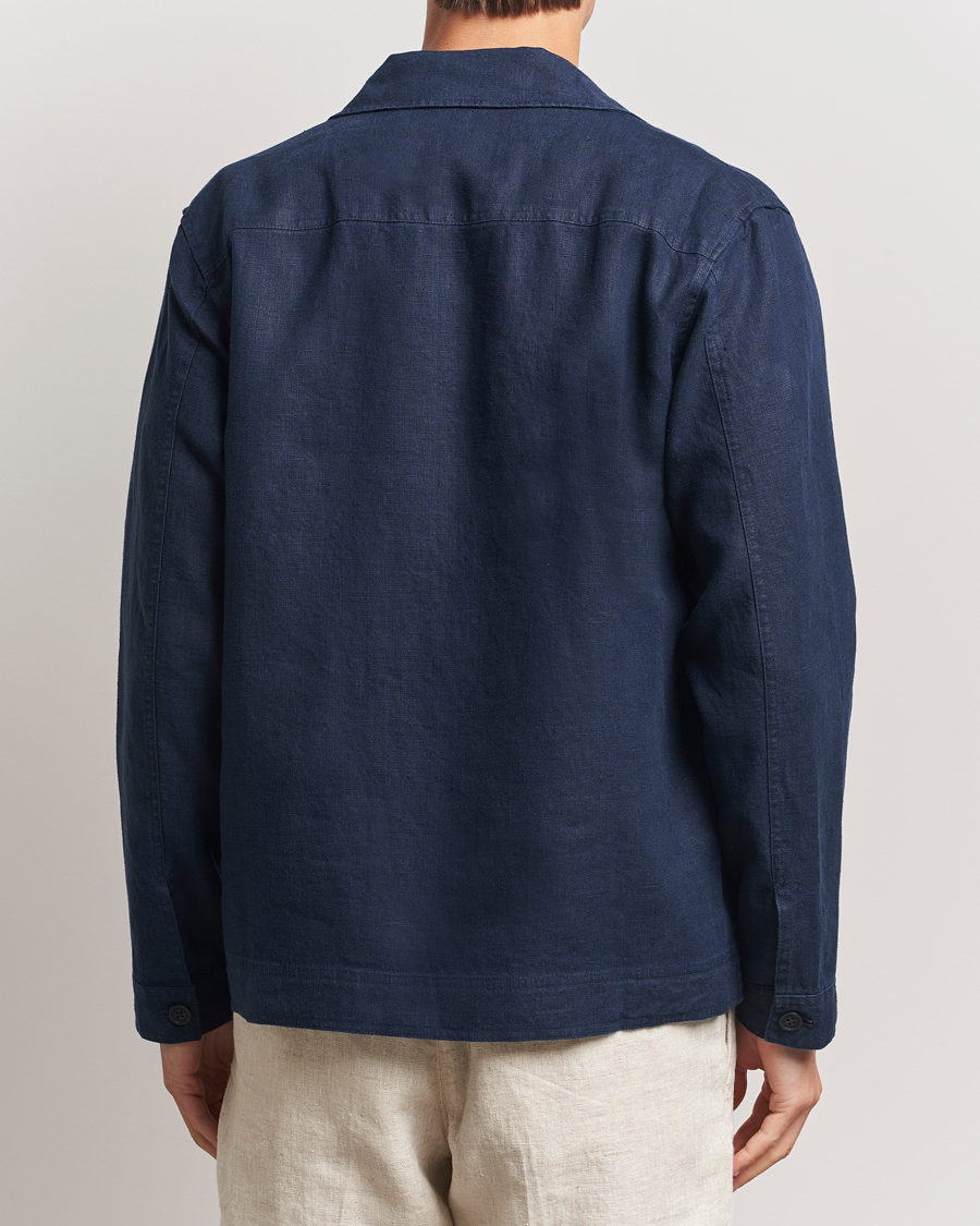 Heren | Overhemden | NN07 | Olav Linen Overshirt Navy Blue