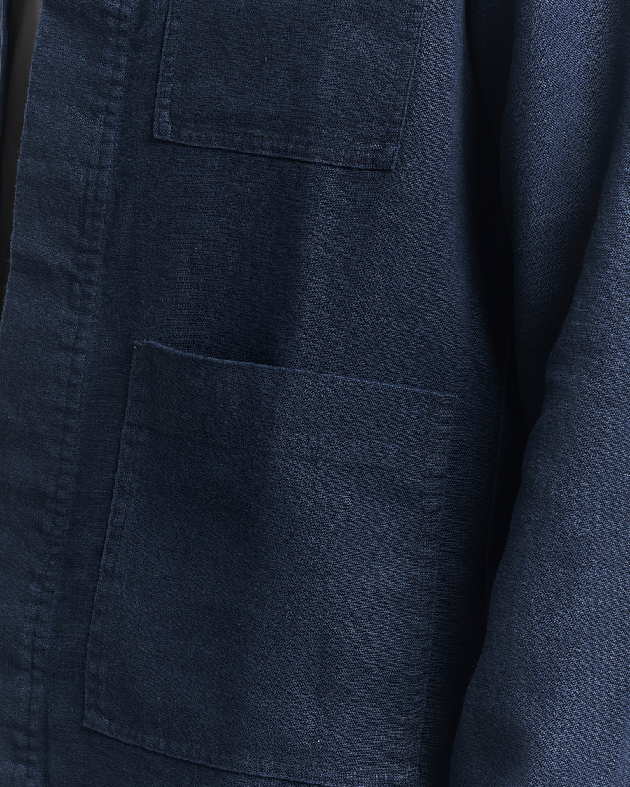 Heren | Overhemden | NN07 | Olav Linen Overshirt Navy Blue