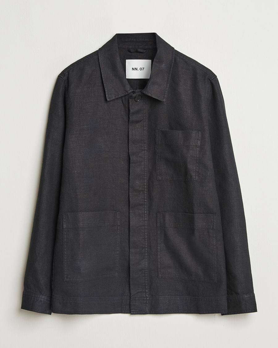 Heren | Overhemden | NN07 | Olav Linen Overshirt Black