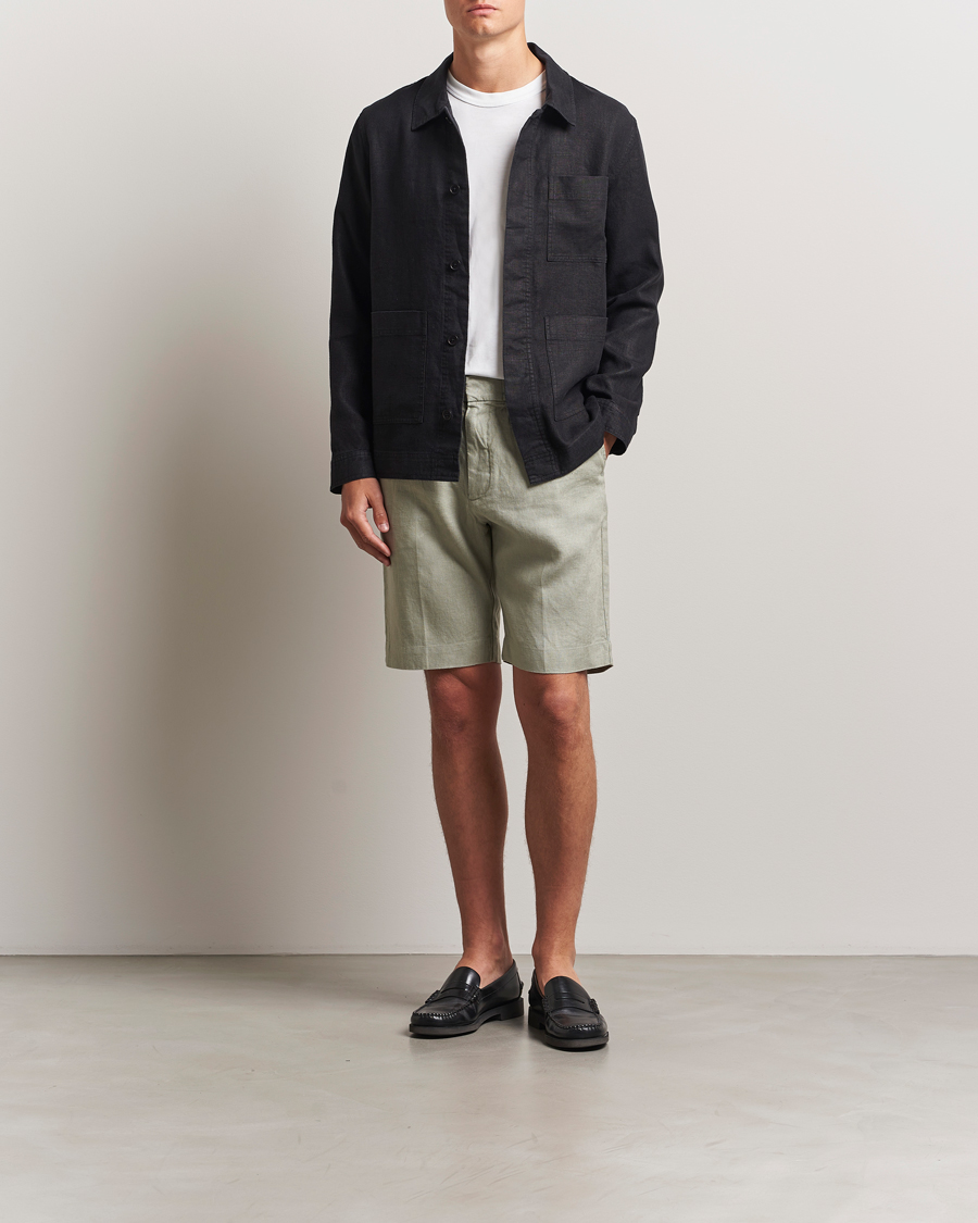 Heren | Overhemden | NN07 | Olav Linen Overshirt Black