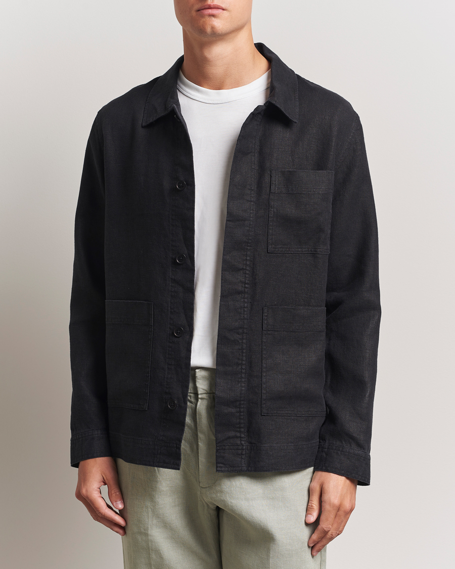 Heren | Overhemden | NN07 | Olav Linen Overshirt Black