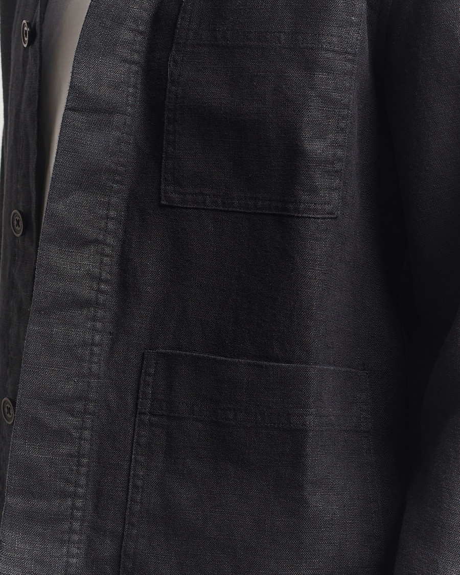 Heren | Overhemden | NN07 | Olav Linen Overshirt Black