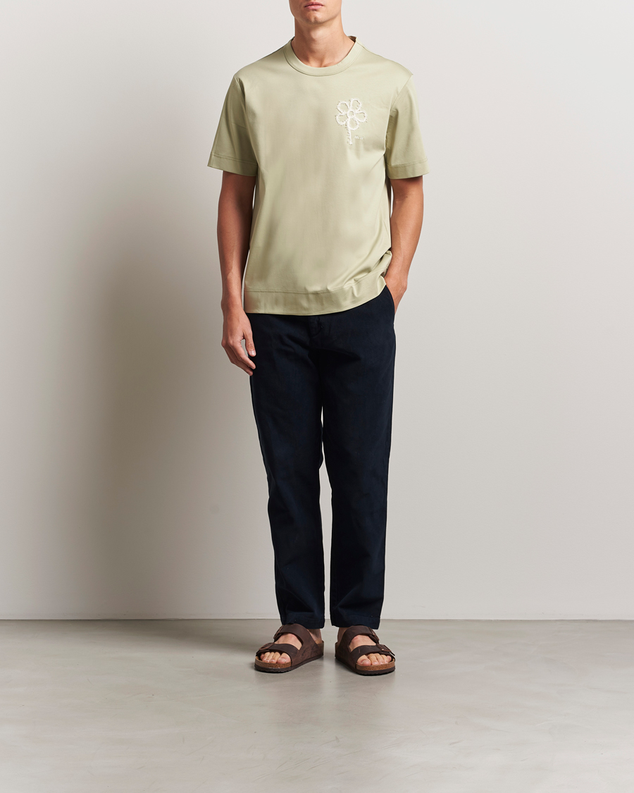 Heren | T-shirts | NN07 | Pedro Embroidered Flower T-Shirt Sage Green