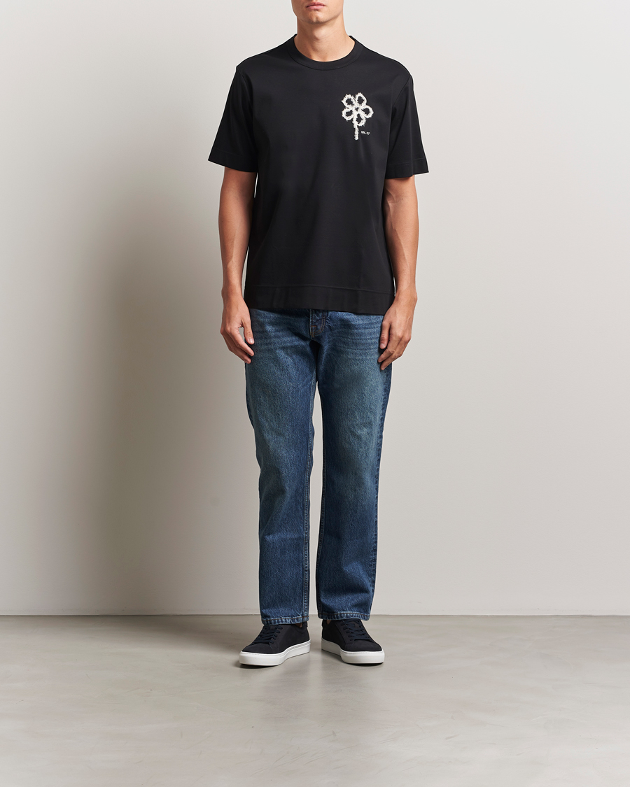 Heren | T-shirts | NN07 | Pedro Embroidered Flower T-Shirt Black