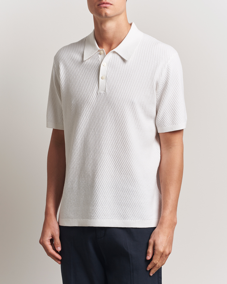 Heren | Polo's | Tiger of Sweden | Reid Structured Knitted Polo Pure White