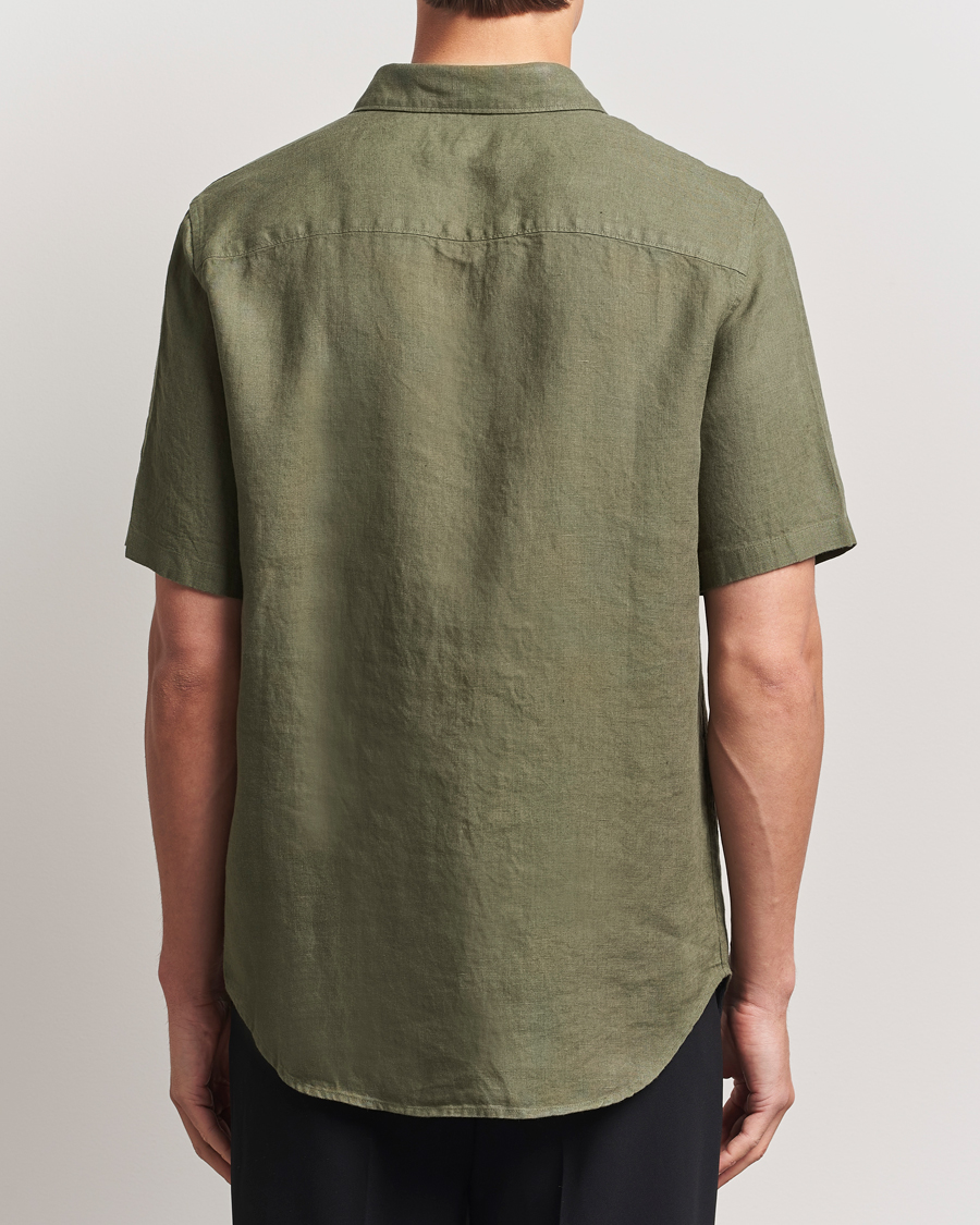 Heren | Overhemden | NN07 | Enzo Linen Short Sleeve Shirt Capers Green