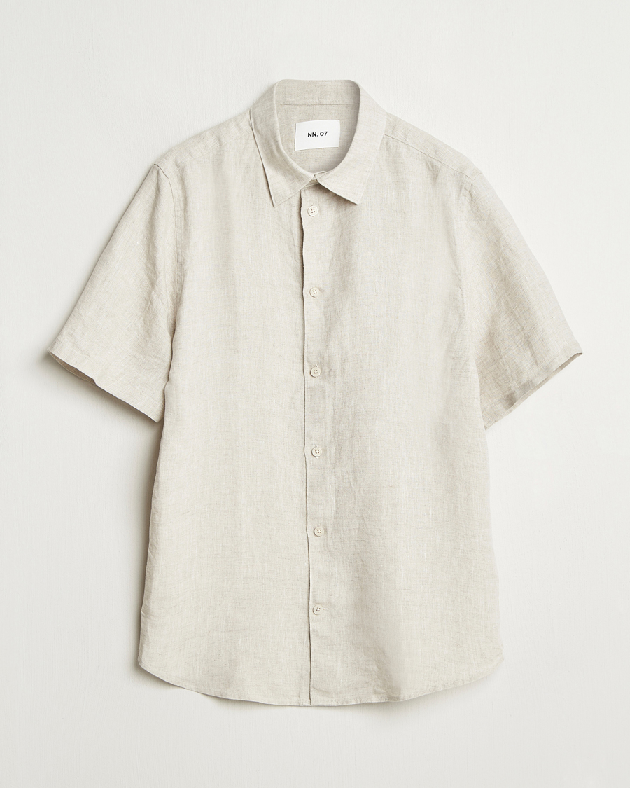Heren | Overhemden | NN07 | Enzo Linen Short Sleeve Shirt Oat