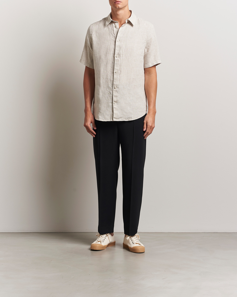 Heren | Overhemden | NN07 | Enzo Linen Short Sleeve Shirt Oat