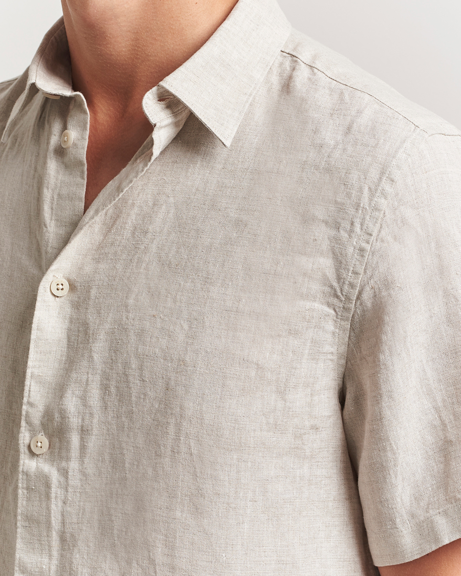Heren | Overhemden | NN07 | Enzo Linen Short Sleeve Shirt Oat