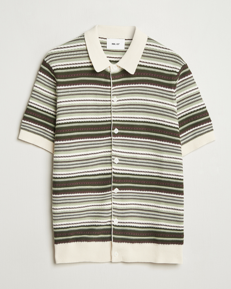 Heren | Overhemden | NN07 | Nolan Knitted Striped Short Sleeve Shirt Multi