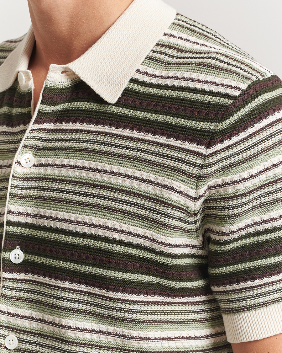 Heren | Overhemden | NN07 | Nolan Knitted Striped Short Sleeve Shirt Multi