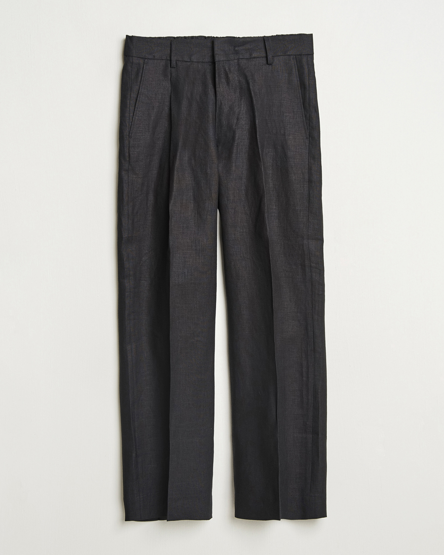 Heren | Broeken | NN07 | Kay Relaxed Fit Linen Trousers Black