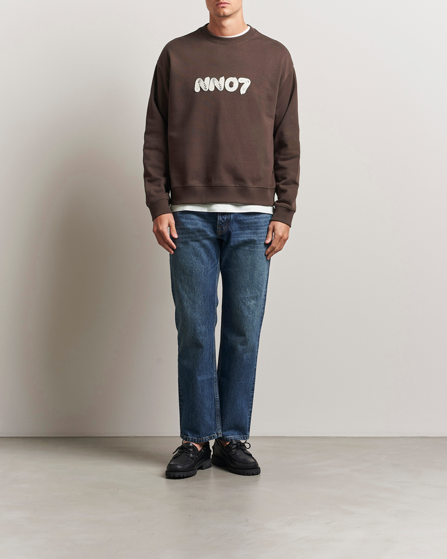 Heren | Truien | NN07 | David Rope Logo Crew Neck Sweatshirt Coffee
