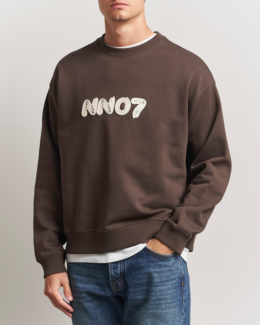 Heren | Truien | NN07 | David Rope Logo Crew Neck Sweatshirt Coffee