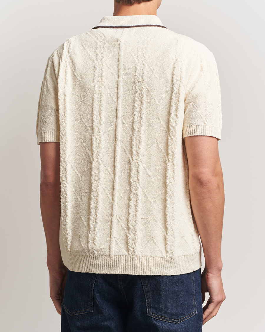 Heren | Polo's | NN07 | Gustav Bouclé Half Zip Polo Ivory