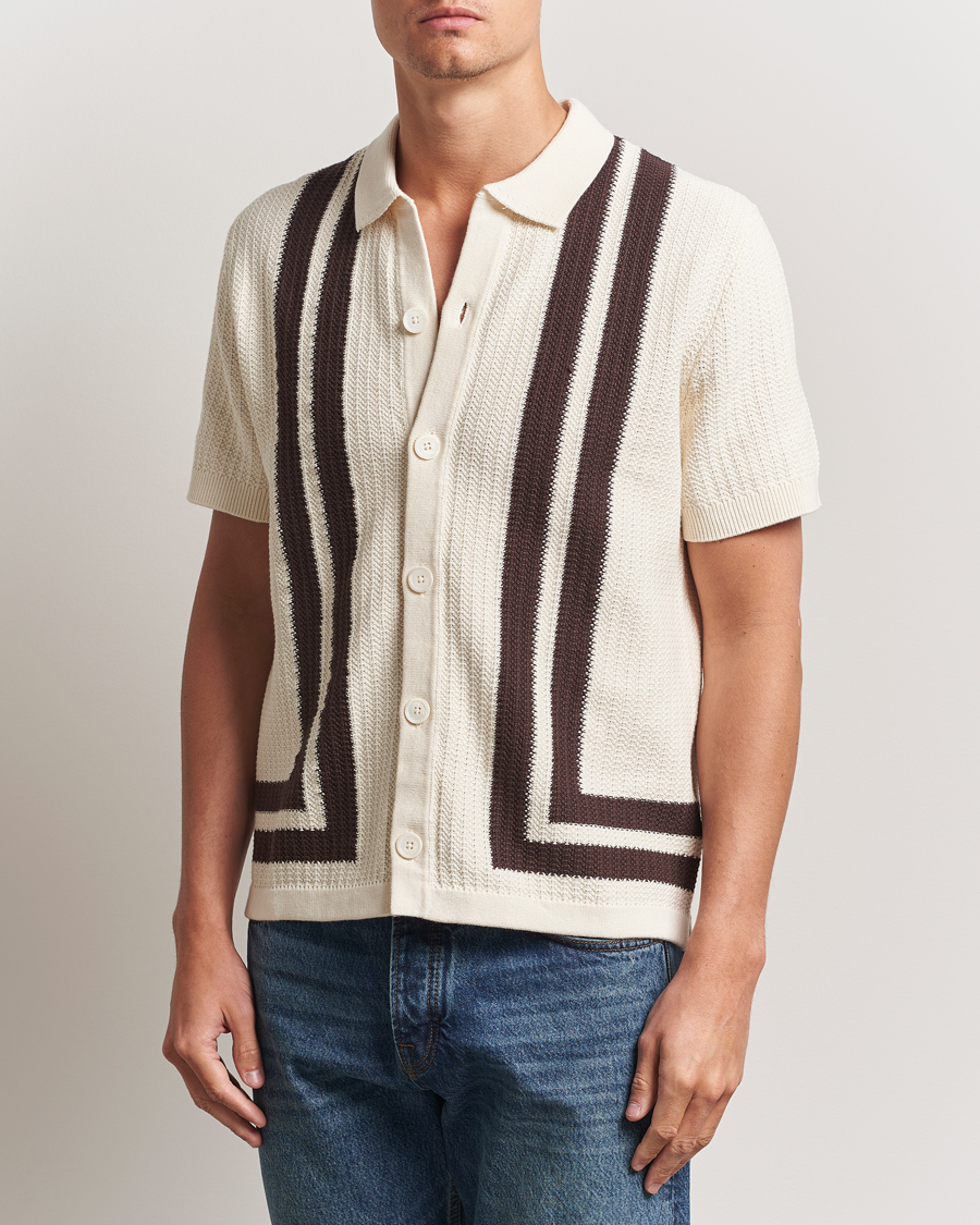 Heren | Overhemden | NN07 | Ares Knitted Short Sleeve Shirt Ivory