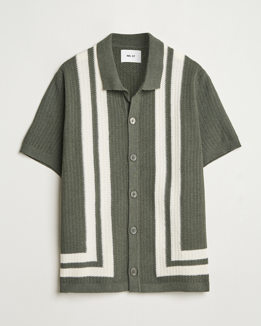 Heren | Overhemden | NN07 | Ares Knitted Short Sleeve Shirt Croc Green