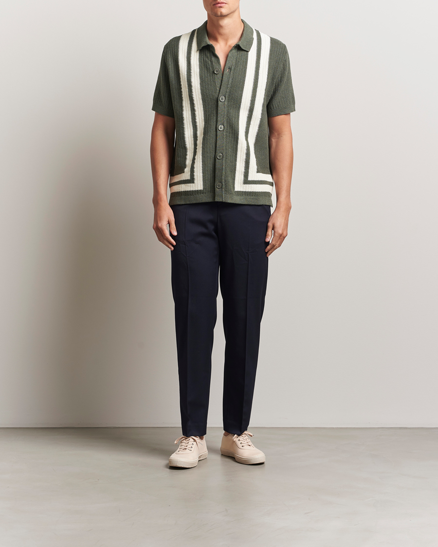 Heren | Overhemden | NN07 | Ares Knitted Short Sleeve Shirt Croc Green