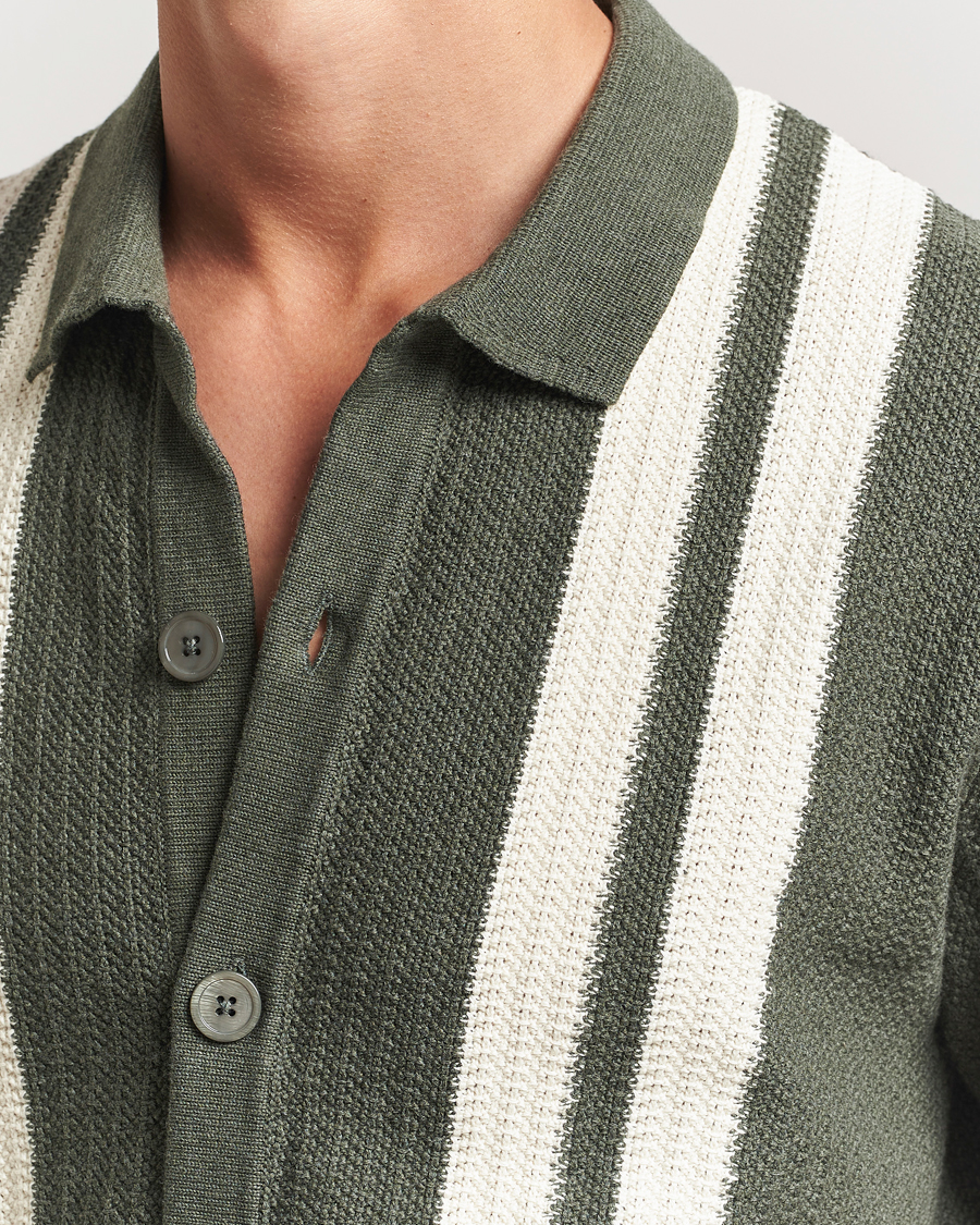 Heren | Overhemden | NN07 | Ares Knitted Short Sleeve Shirt Croc Green