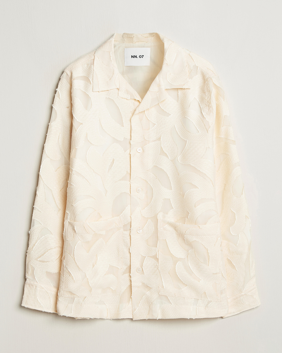 Heren | Overhemden | NN07 | Hank Fil-Coupé Jacquard Overshirt Off White
