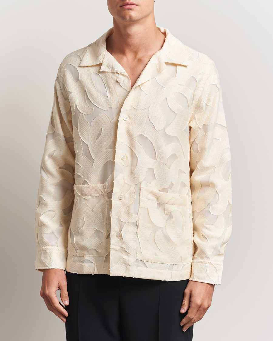 Heren | Overhemden | NN07 | Hank Fil-Coupé Jacquard Overshirt Off White