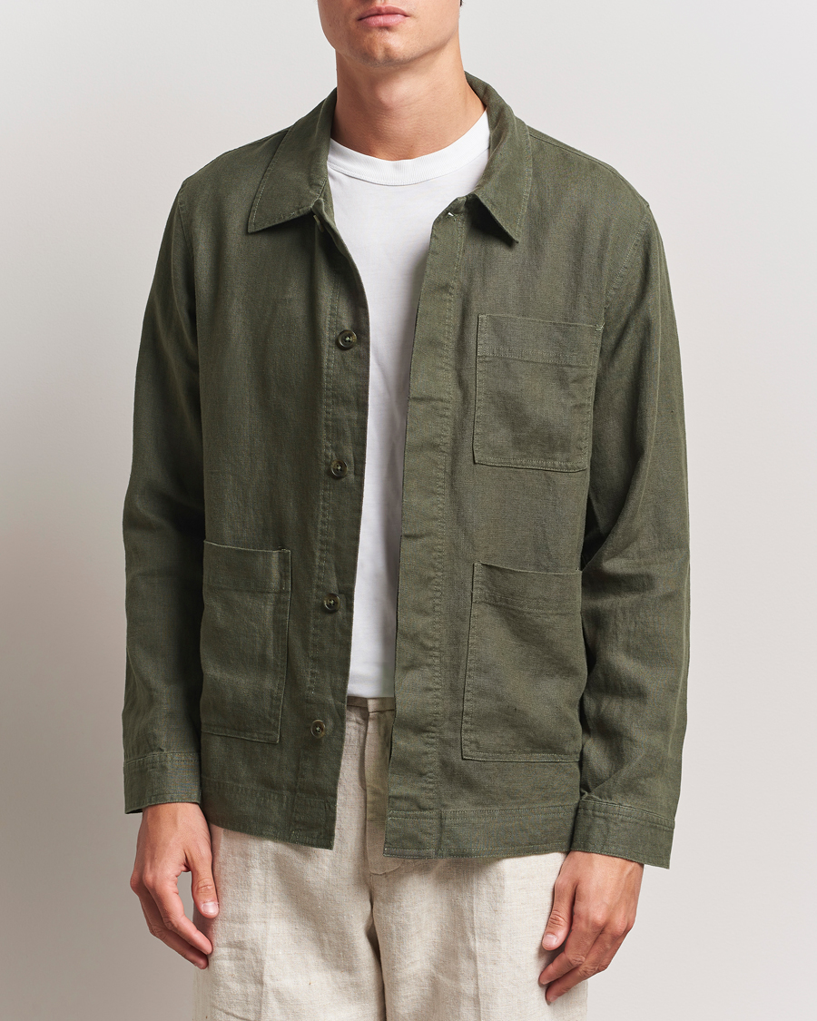 Heren | Overhemden | NN07 | Olav Linen Overshirt Croc Green
