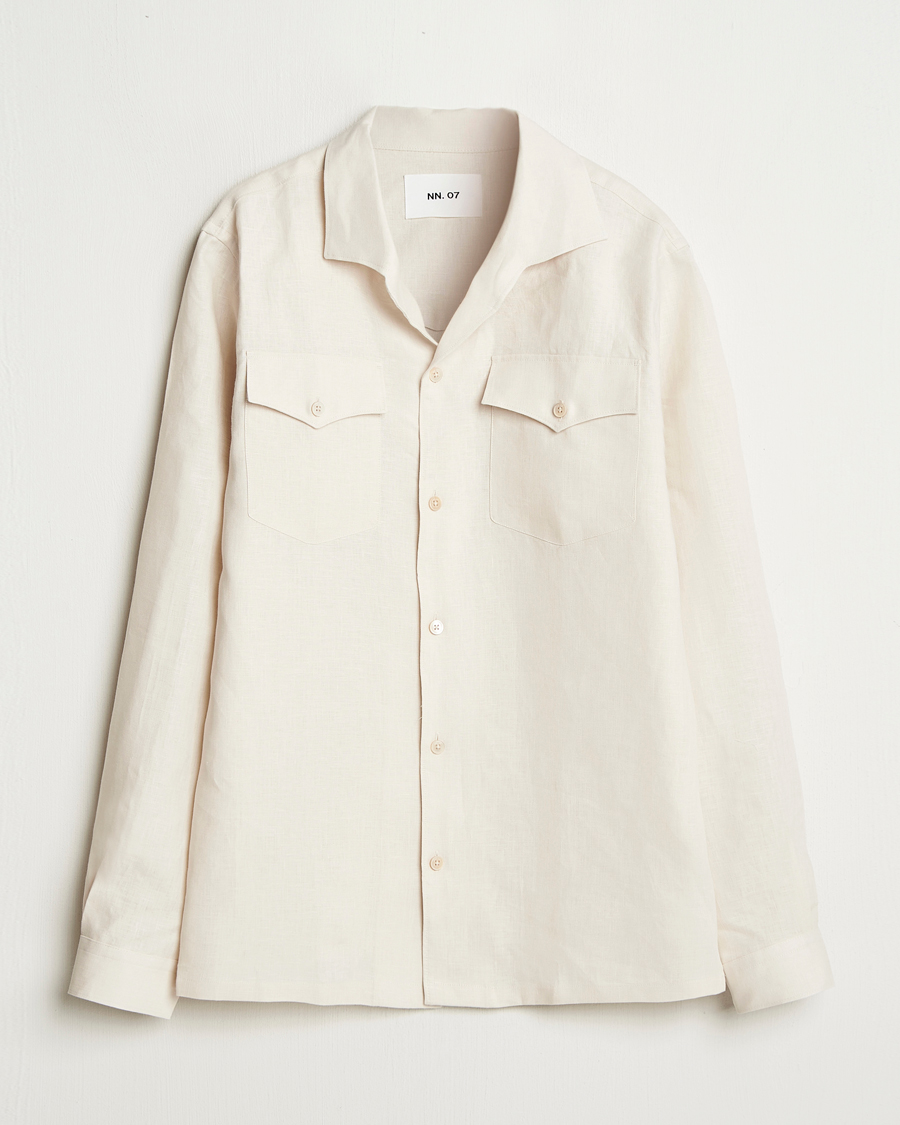 Heren | Overhemden | NN07 | Pax Linen Western Shirt Ivory