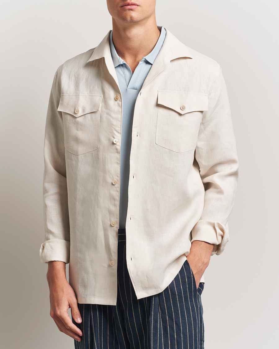 Heren | Overhemden | NN07 | Pax Linen Western Shirt Ivory
