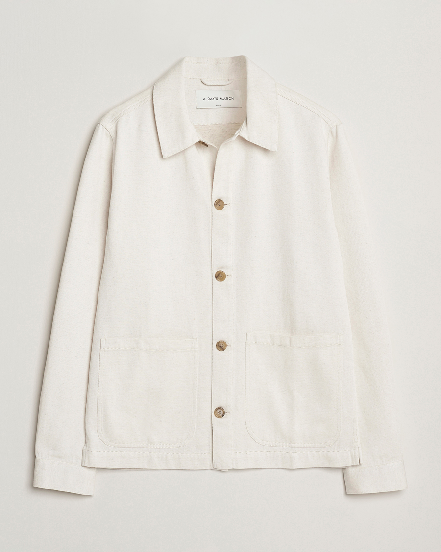 Heren | Jassen | A Day's March | Imola Hemp Overshirt Ecru
