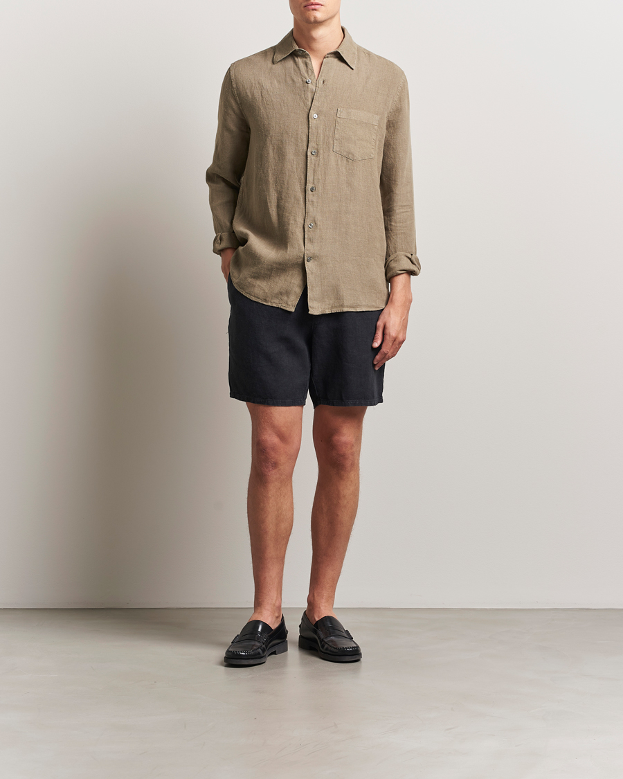 Heren | Overhemden | A Day's March | Abu Linen Shirt Clay