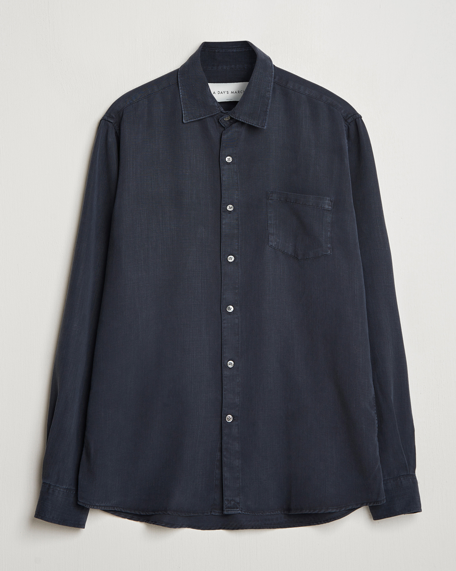 Heren | Overhemden | A Day's March | Daintree Lyocell Shirt Navy