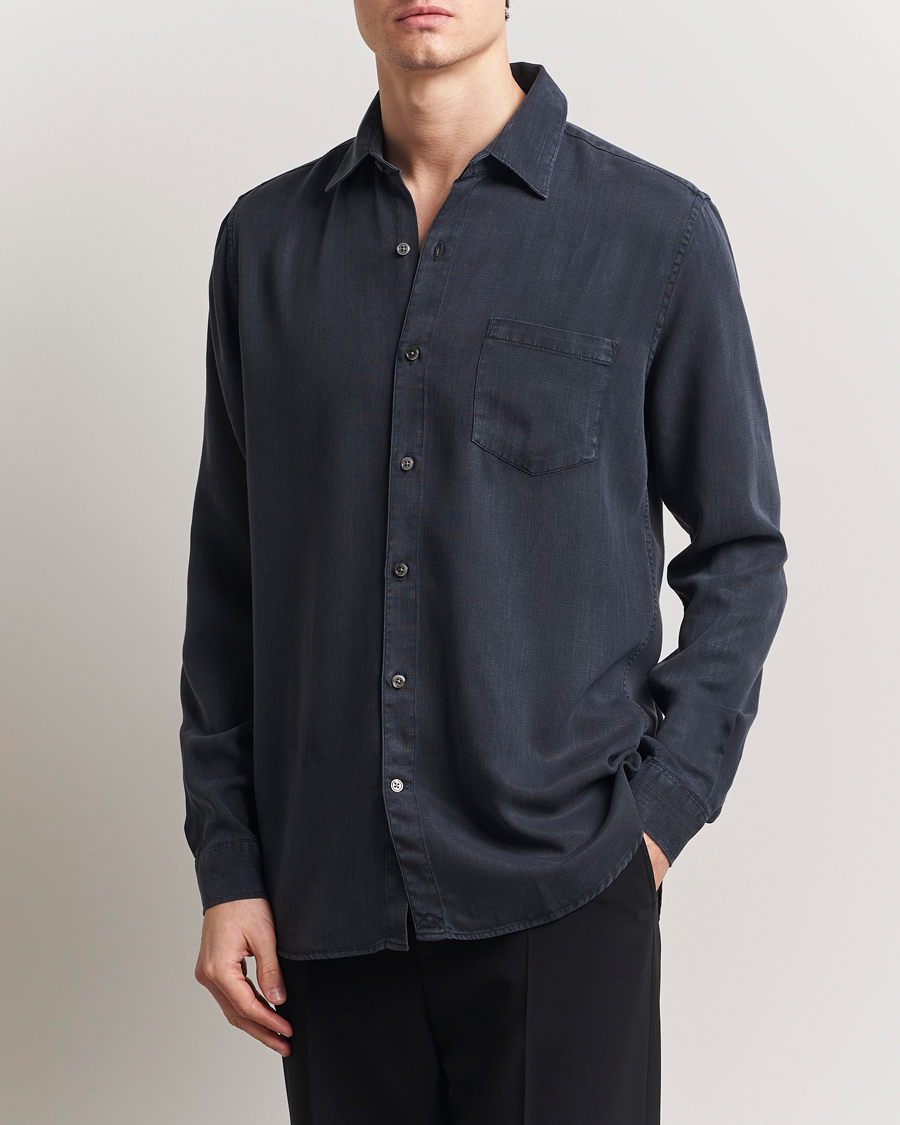 Heren | Overhemden | A Day's March | Daintree Lyocell Shirt Navy