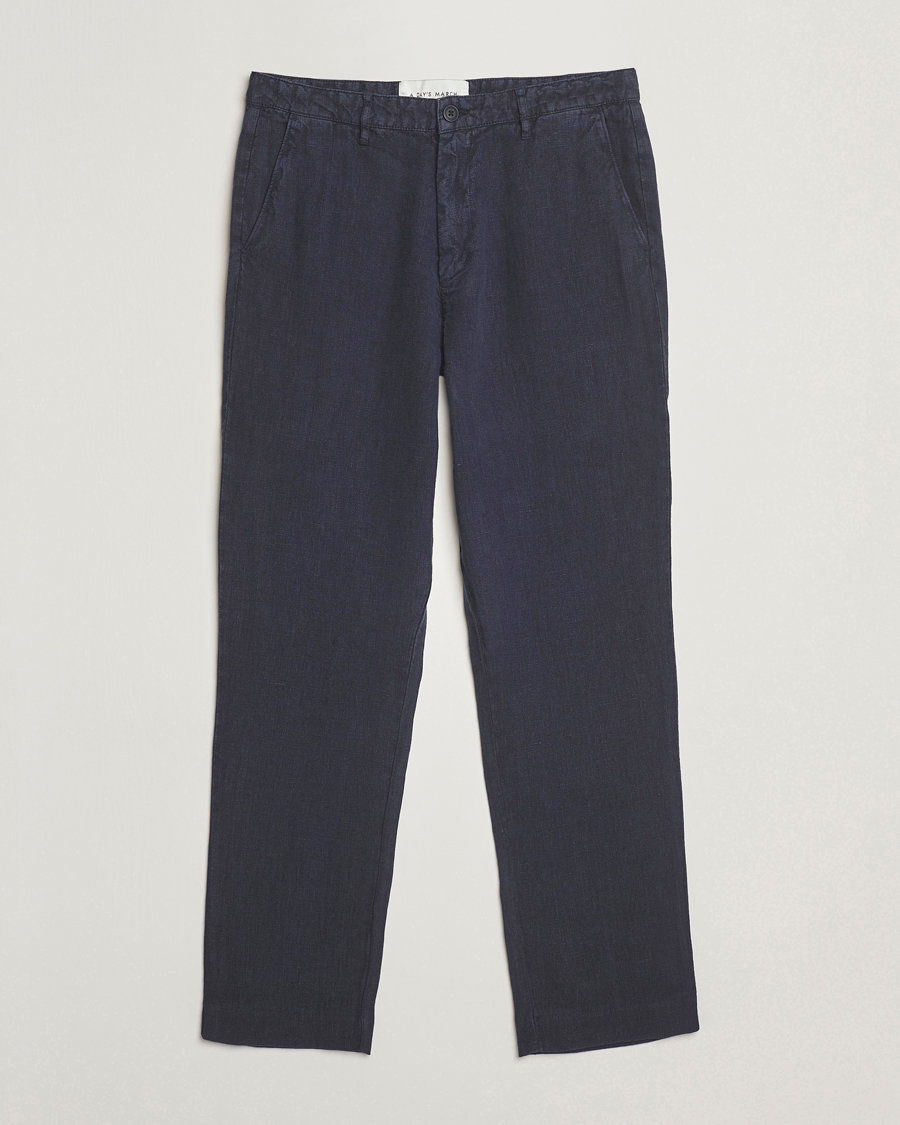 Heren | Broeken | A Day's March | Madu Linen Trousers Navy