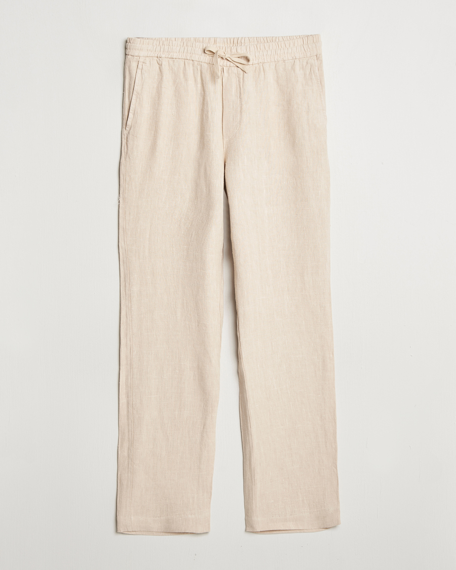 Heren | Broeken | A Day's March | Tamiat Drawstring Linen Trousers Oyster