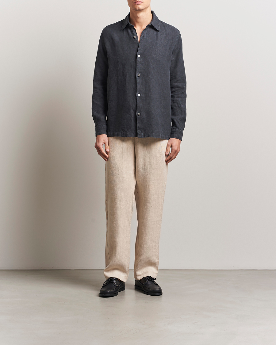 Heren | Broeken | A Day's March | Tamiat Drawstring Linen Trousers Oyster