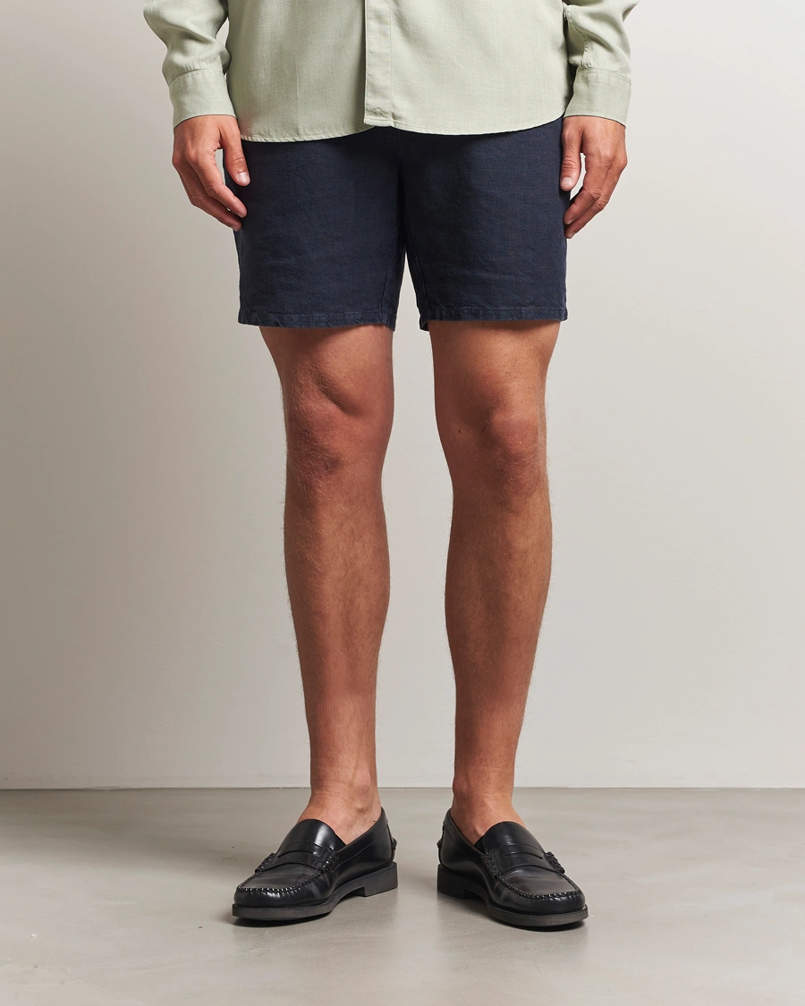 Heren | Korte broek | A Day's March | Ipu Linen Drawstring Shorts Navy