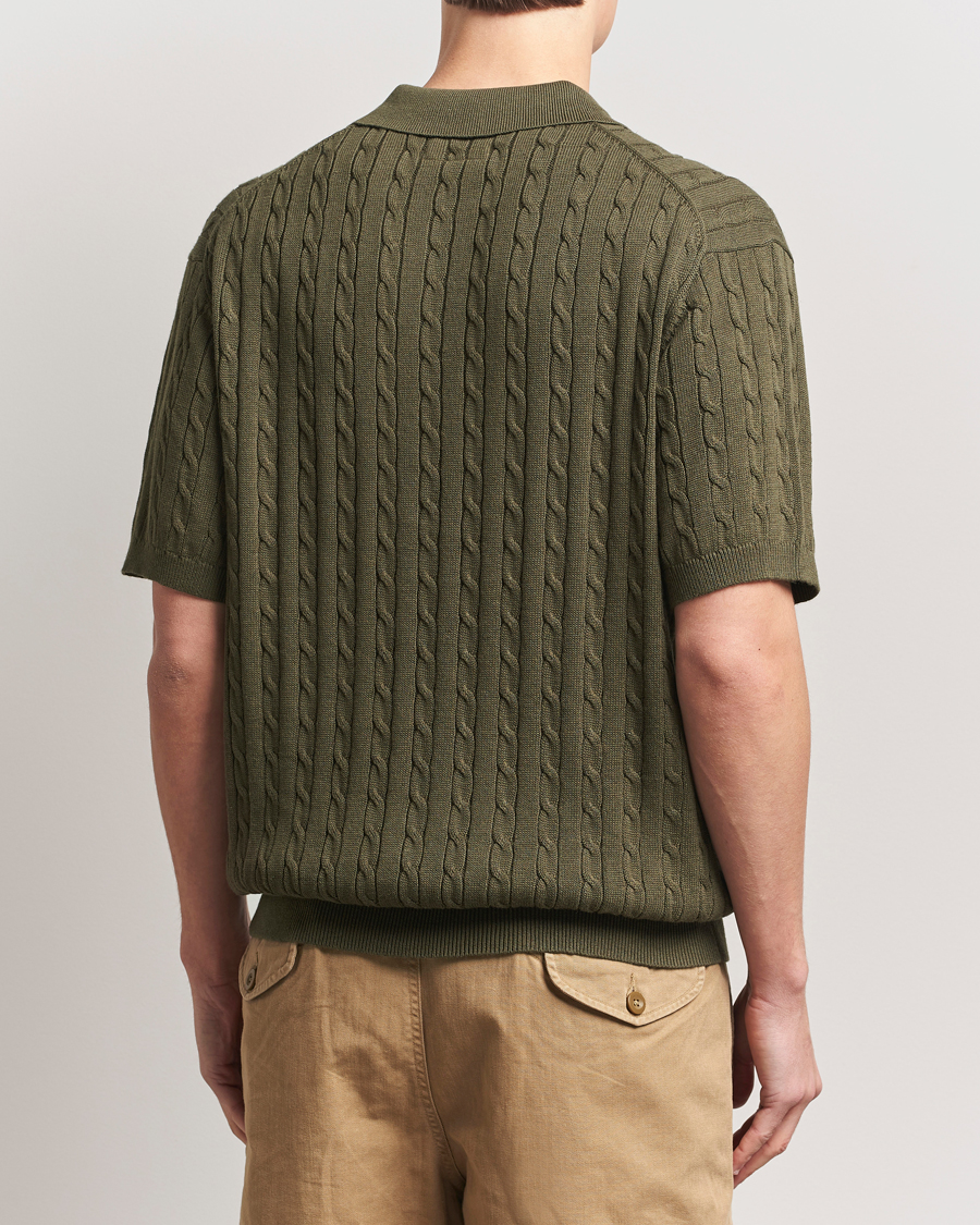 Heren | Polo's | BEAMS PLUS | Short Sleeve Cable Polo Olive