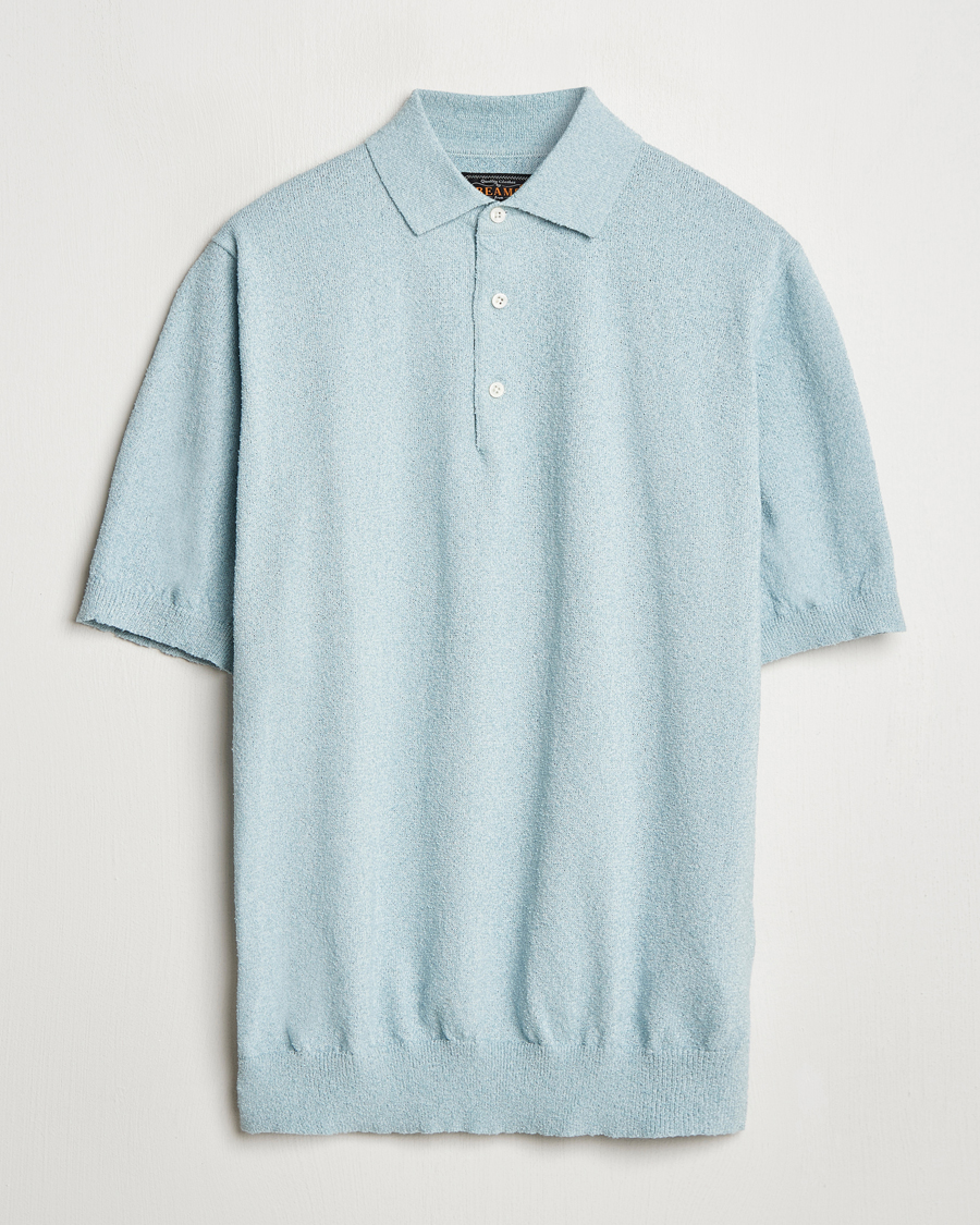 Heren | Polo's | BEAMS PLUS | Short Sleeve Boucle Polo Light Blue