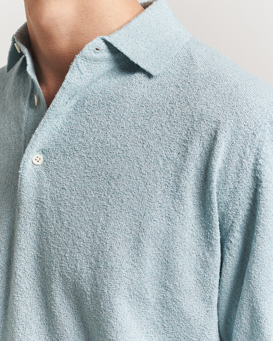 Heren | Polo's | BEAMS PLUS | Short Sleeve Boucle Polo Light Blue