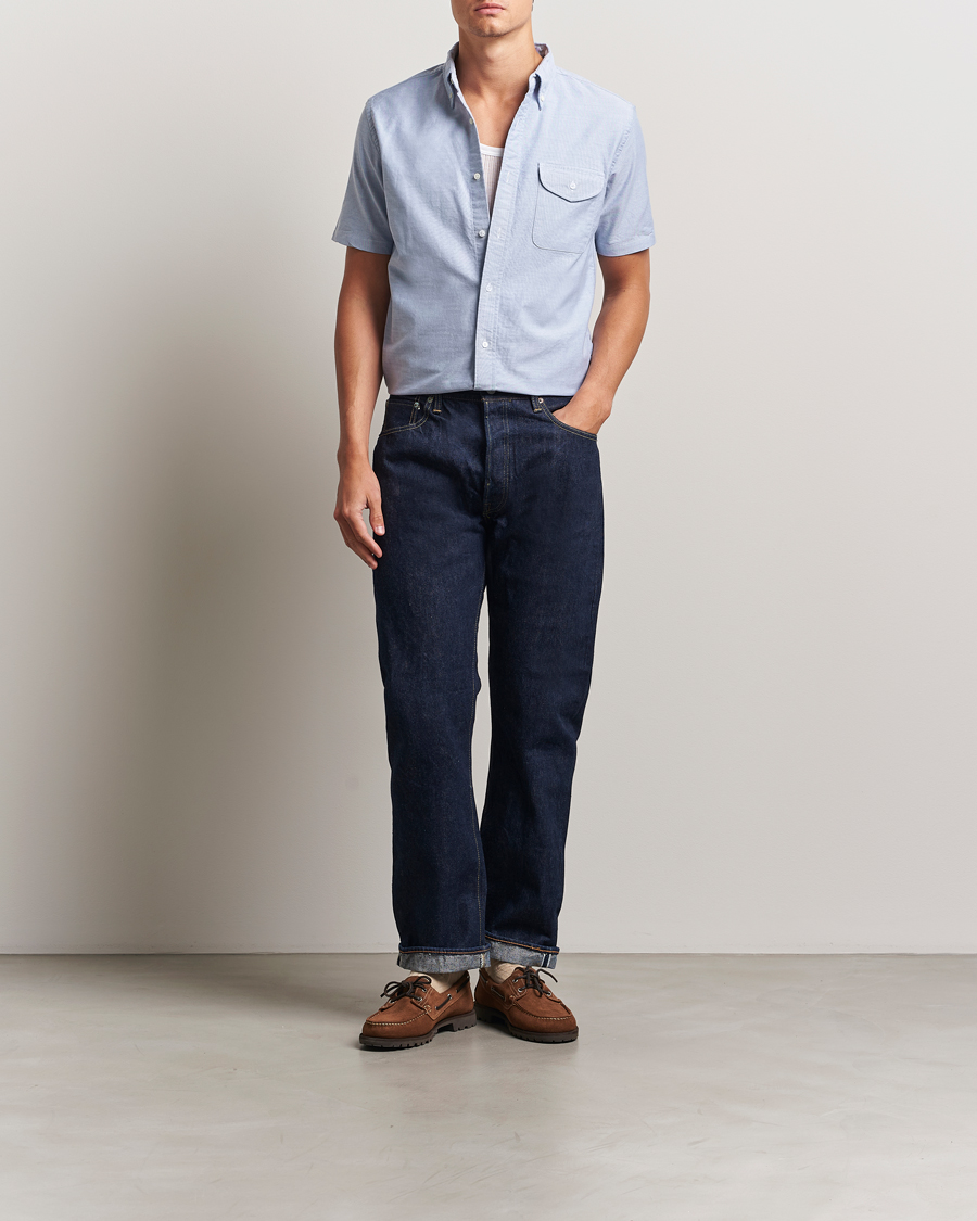 Heren | Overhemden | BEAMS PLUS | Short Sleeve Oxford Shirt Light Blue