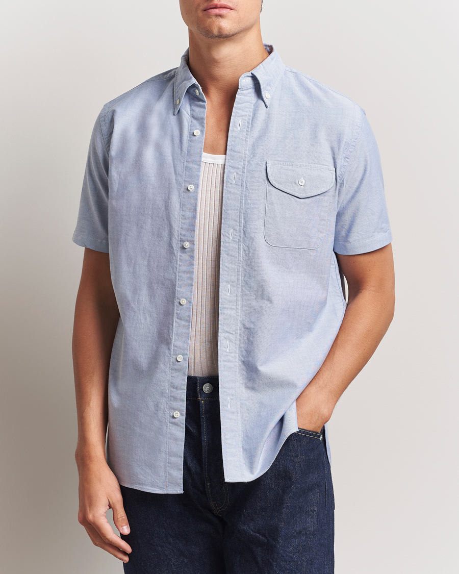 Heren | Overhemden | BEAMS PLUS | Short Sleeve Oxford Shirt Light Blue