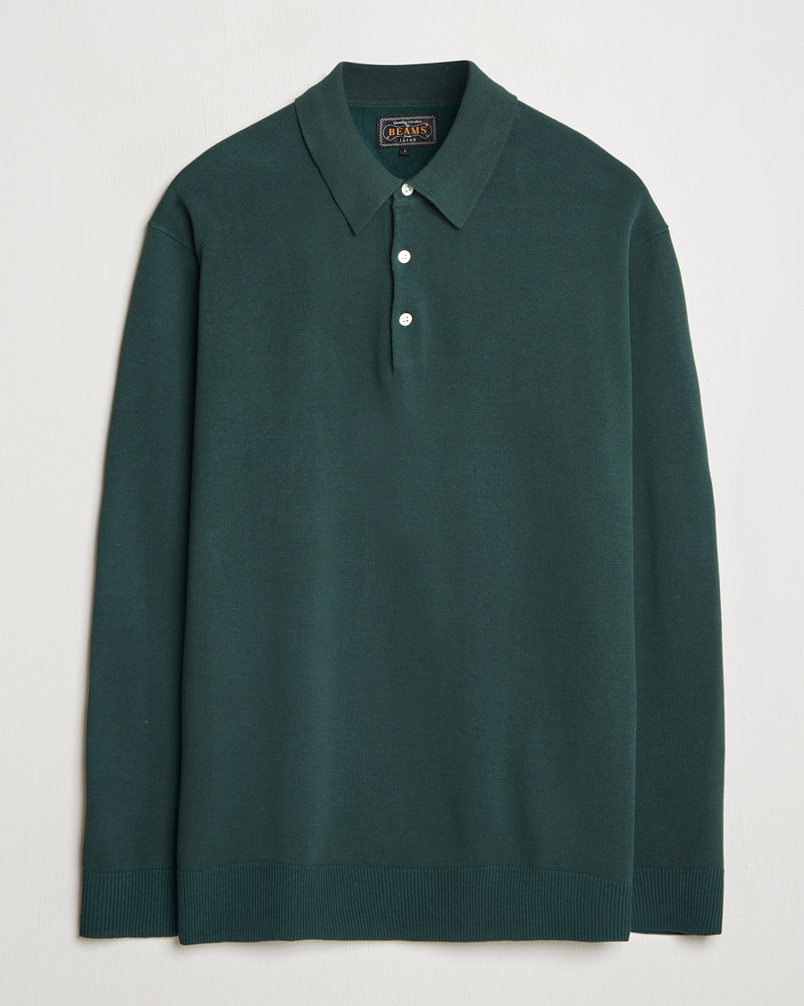 Heren | Truien | BEAMS PLUS | Long Sleeve 12G Knit Polo Forest Green