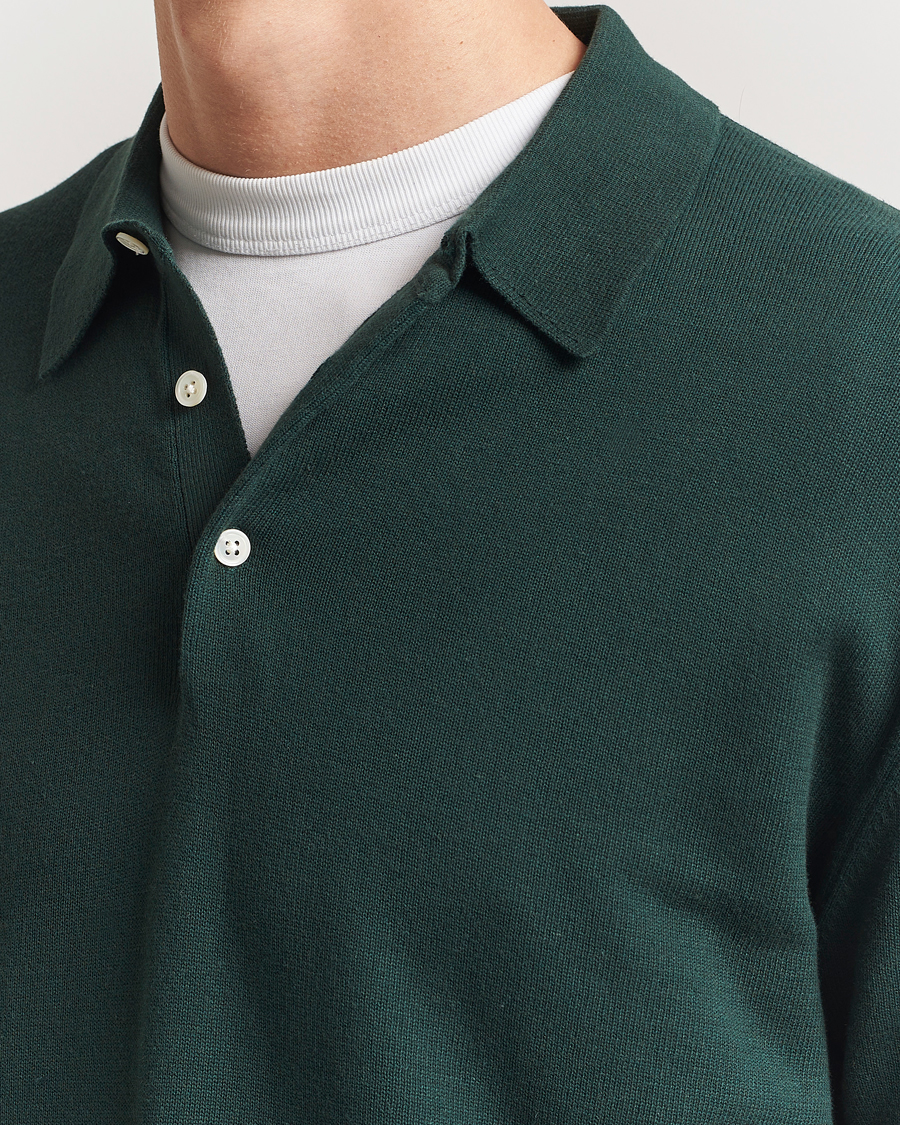 Heren | Truien | BEAMS PLUS | Long Sleeve 12G Knit Polo Forest Green