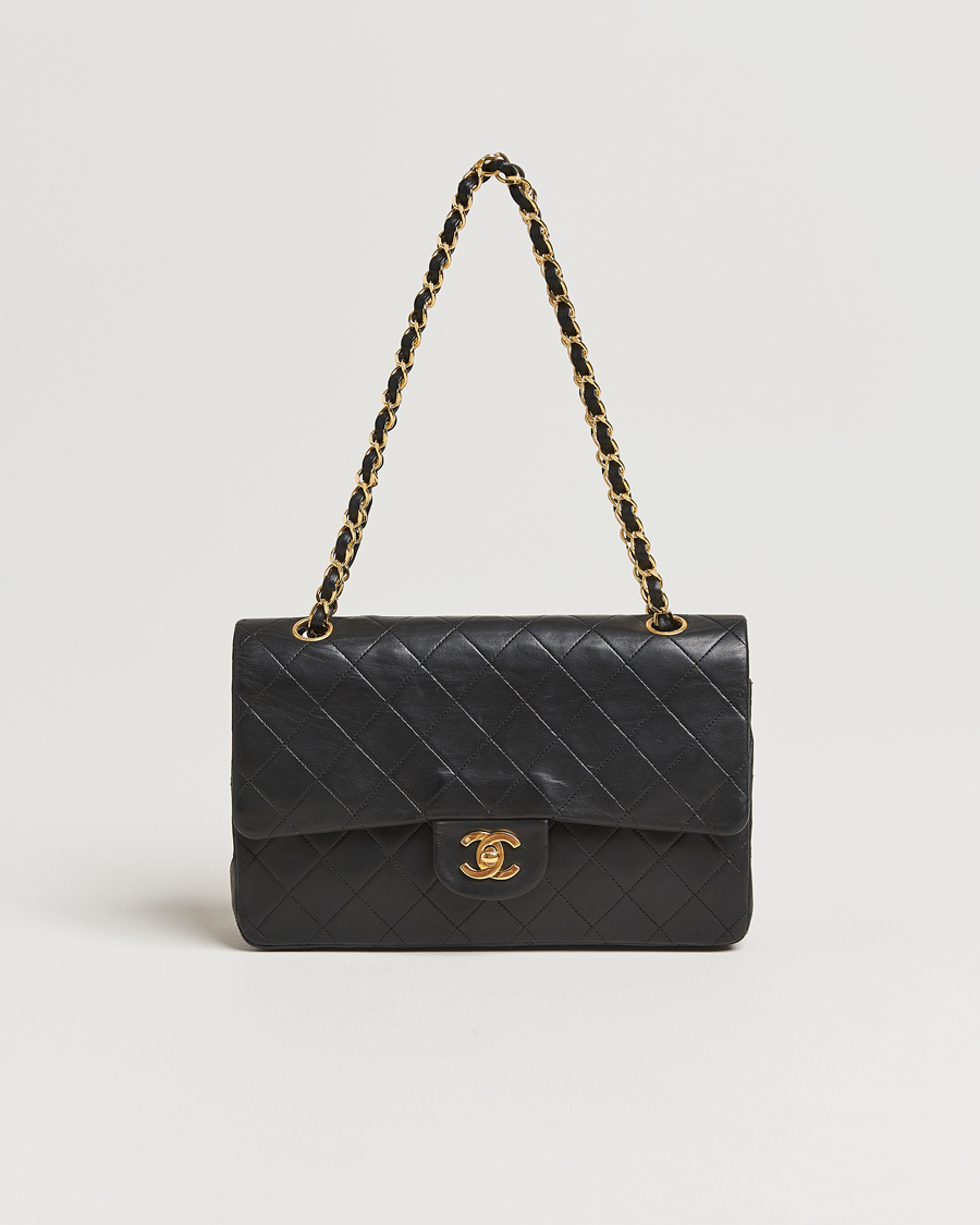 Heren | Chanel Pre-Owned Classic Medium Double Flap Bag Lambskin Black | Chanel Pre-Owned | Classic Medium Double Flap Bag Lambskin Black
