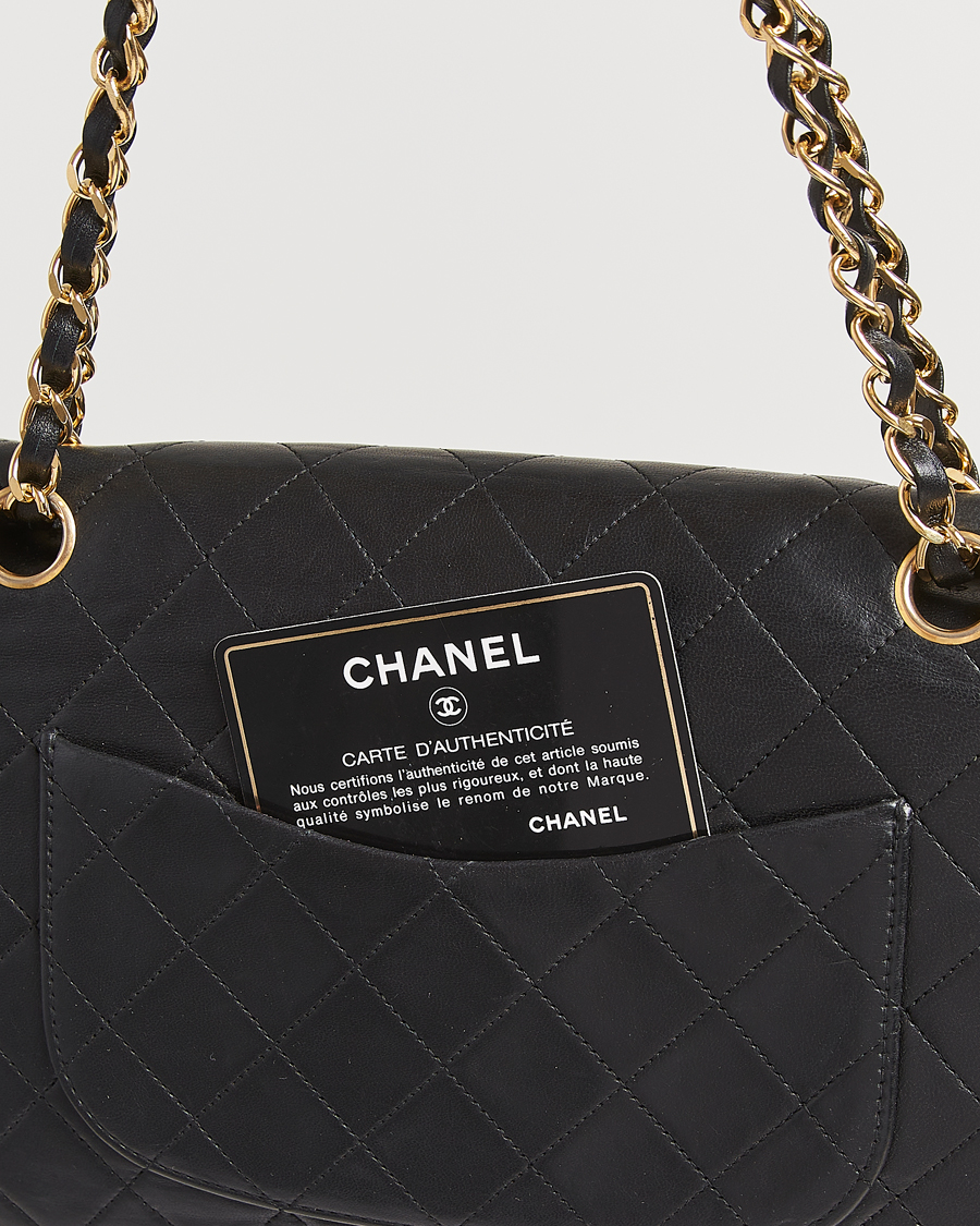 Heren | Chanel Pre-Owned Classic Medium Double Flap Bag Lambskin Black | Chanel Pre-Owned | Classic Medium Double Flap Bag Lambskin Black
