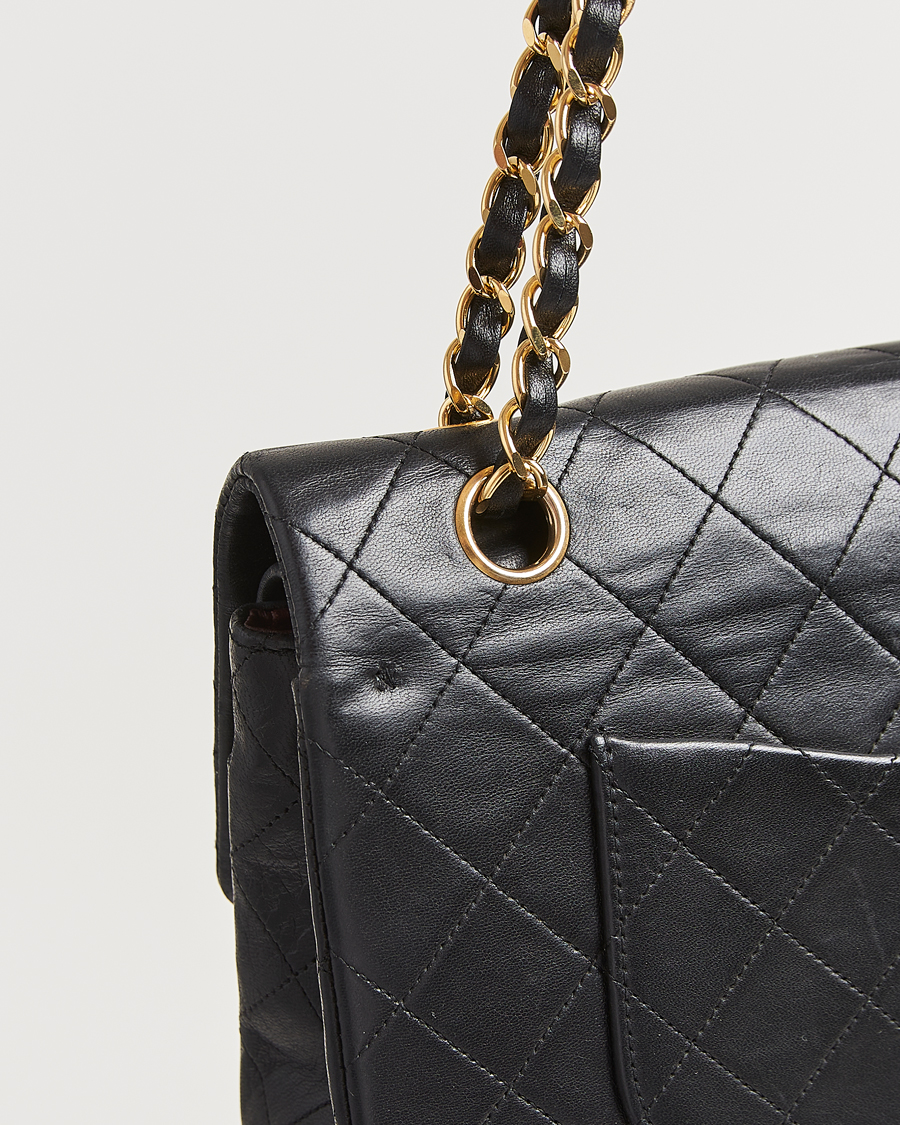 Heren | Chanel Pre-Owned Classic Medium Double Flap Bag Lambskin Black | Chanel Pre-Owned | Classic Medium Double Flap Bag Lambskin Black