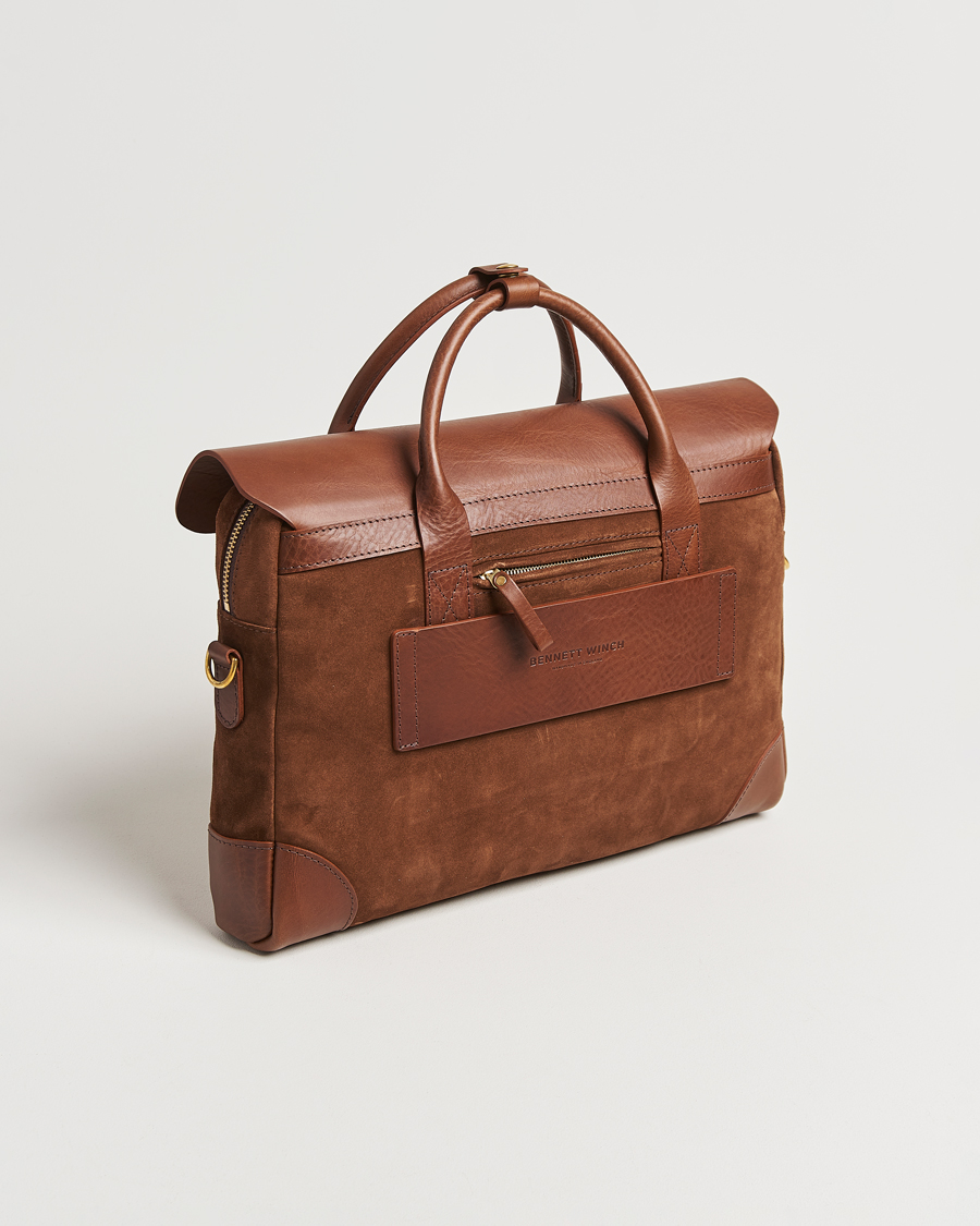 Heren | Tassen | Bennett Winch | Suede Briefcase Brown